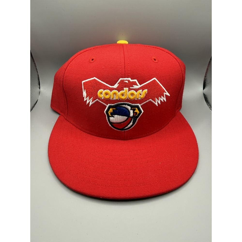 Atlanta Hawks Mitchell & Ness Condors Fitted Hat 7 1/4 Red Yellow Retro
